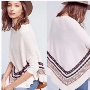 Anthropologie Sleeping on Snow Woodland Stroll poncho, Sz XS/S